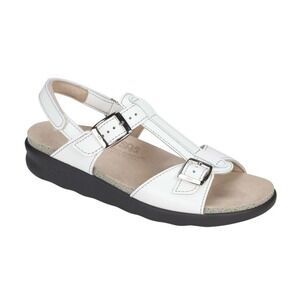 SAS Captiva T-Strap Leather Comfort Sandal White 8.5 Coastal Grandma Orthopedic